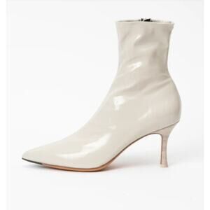 Rag & Bone Brea Patent Oyster Grey Pointed Toe Ankle Boot Size 37